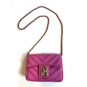 Bebe-Y2K Pink Quilted Mini Shoulder/Crossbody Gold Chain B Logo Barbie Core Bag